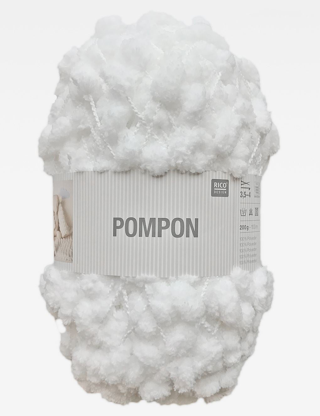 RICO PomPon White (018) Pom Pom Yarn - 200g
