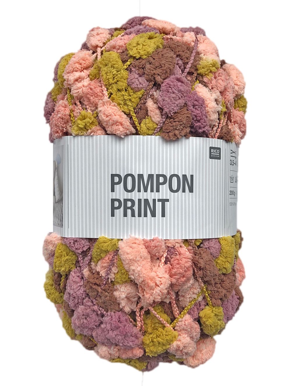 RICO PomPon Print Mustard Berry (035) Pom Pom Yarn - 200g